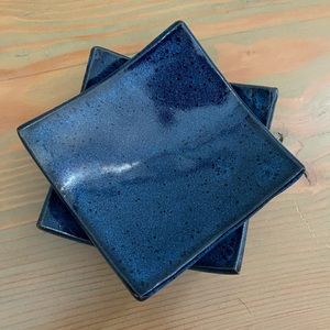 Pottery curved mini plates x2